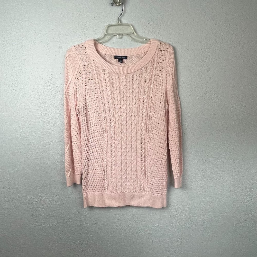Lands' End Women's Soft Pink Cable Knit Long Sleeve Pullover Sweater - Size S